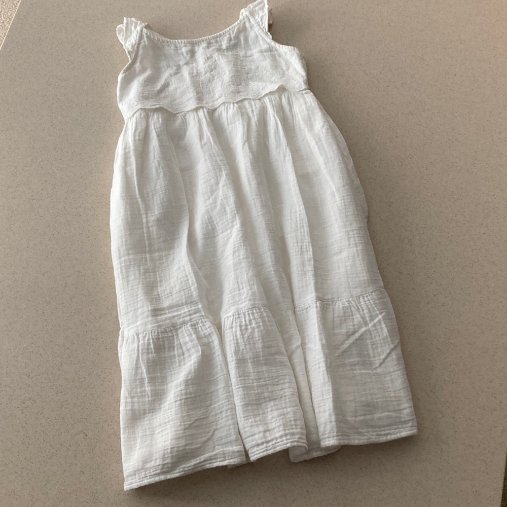 Cat & Jack Girls Size L -10/12  White Dress Tiered